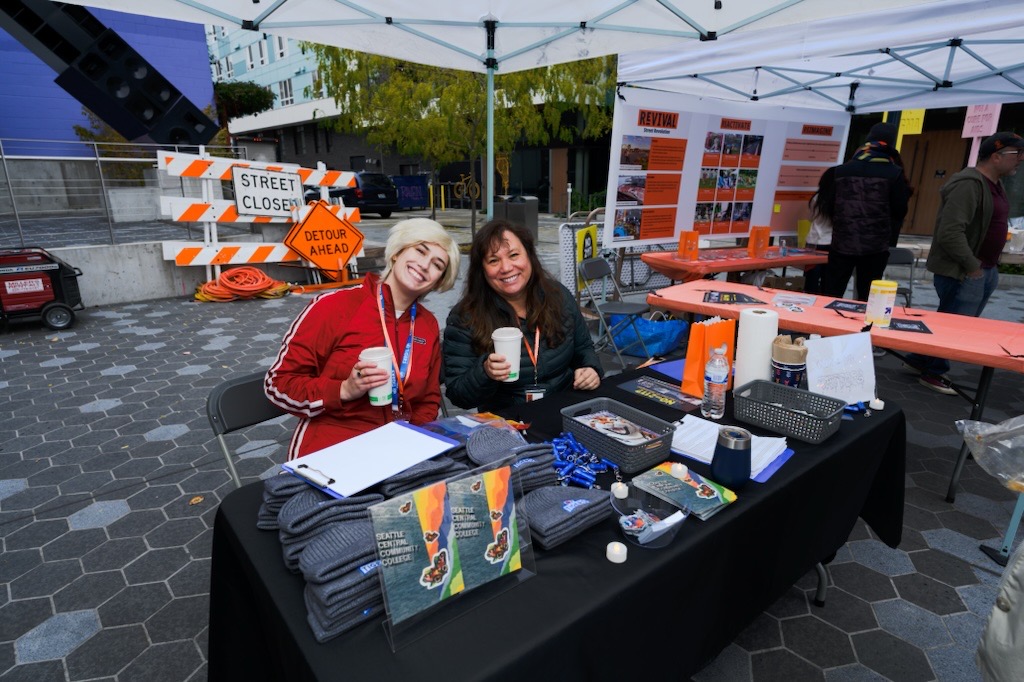 Alex Hughes and Michelle McBreen tabling for Seattle Central at the REVIVAL market 