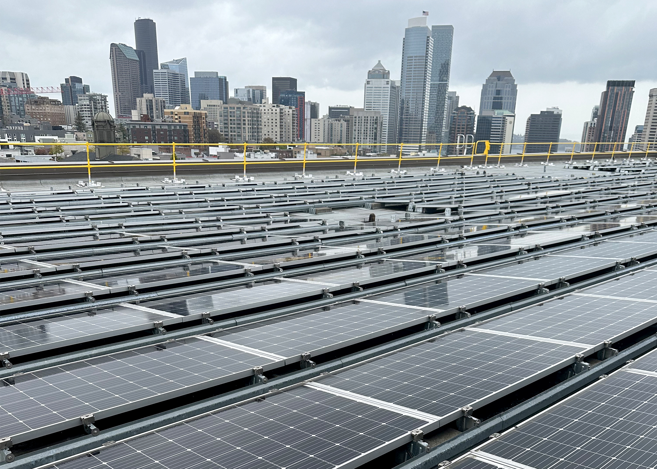 A new solar array installed on the roof of Broadway Edison 